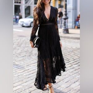 Zimmermann Black Sheer Lace Maxi Dress